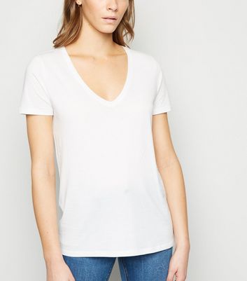 womens white v neck tshirt