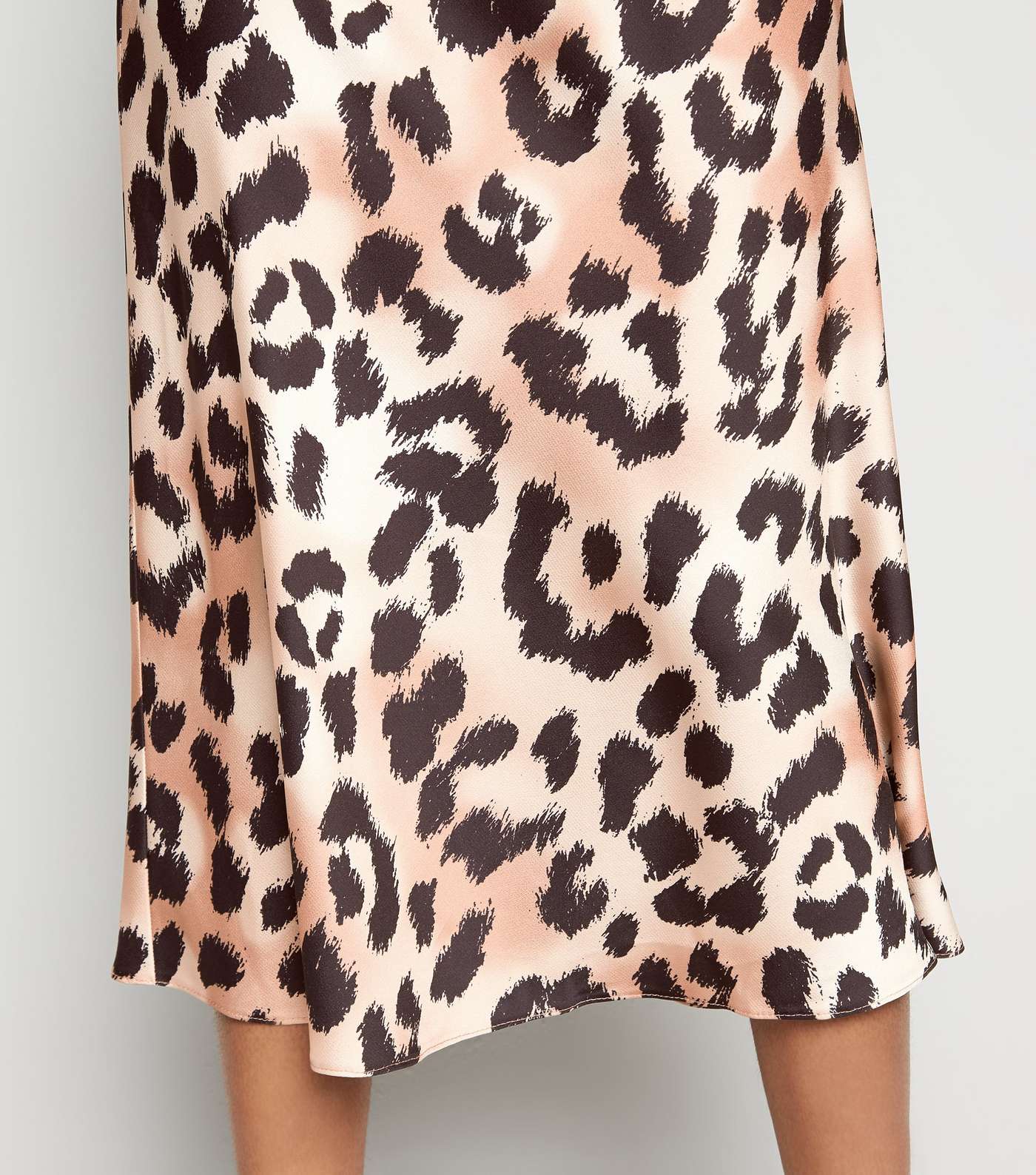 Brown Leopard Print Bias Cut Satin Midi Skirt Image 5