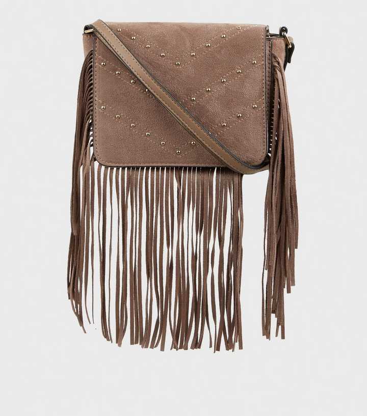 Boho Fringe Leather Crossbody Purse