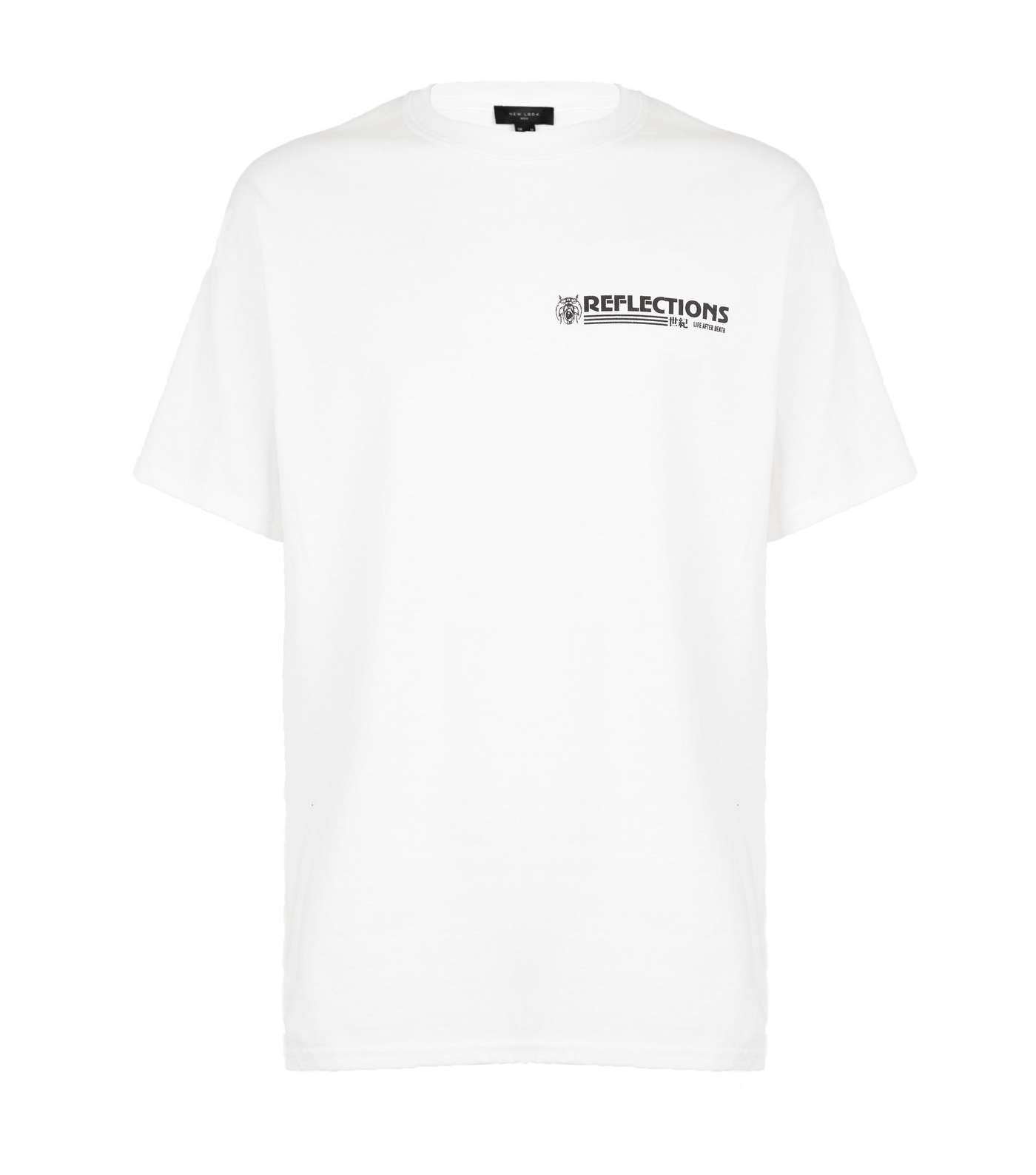 White Oversized Reflections Slogan T-Shirt Image 4
