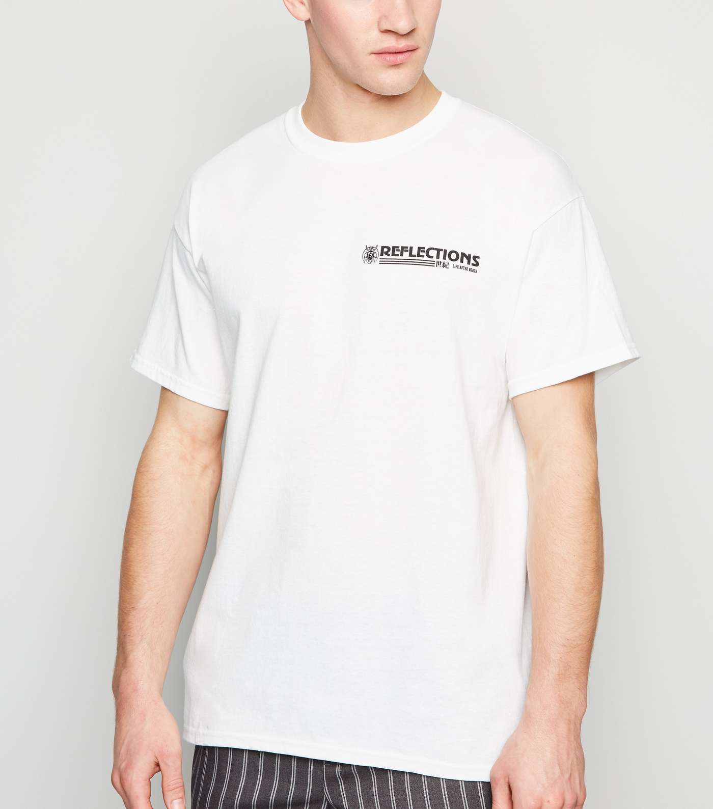 White Oversized Reflections Slogan T-Shirt Image 2