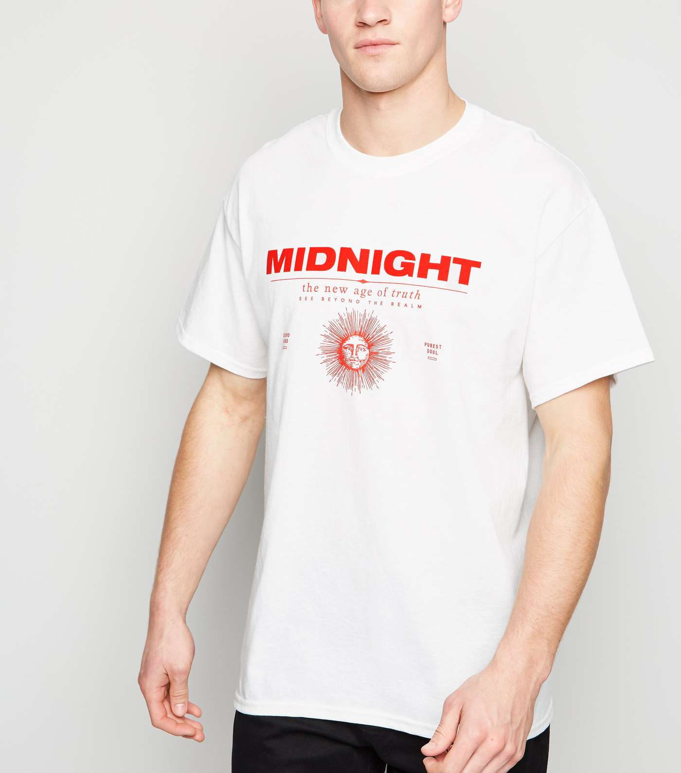 White Sun Print Midnight Slogan T-Shirt