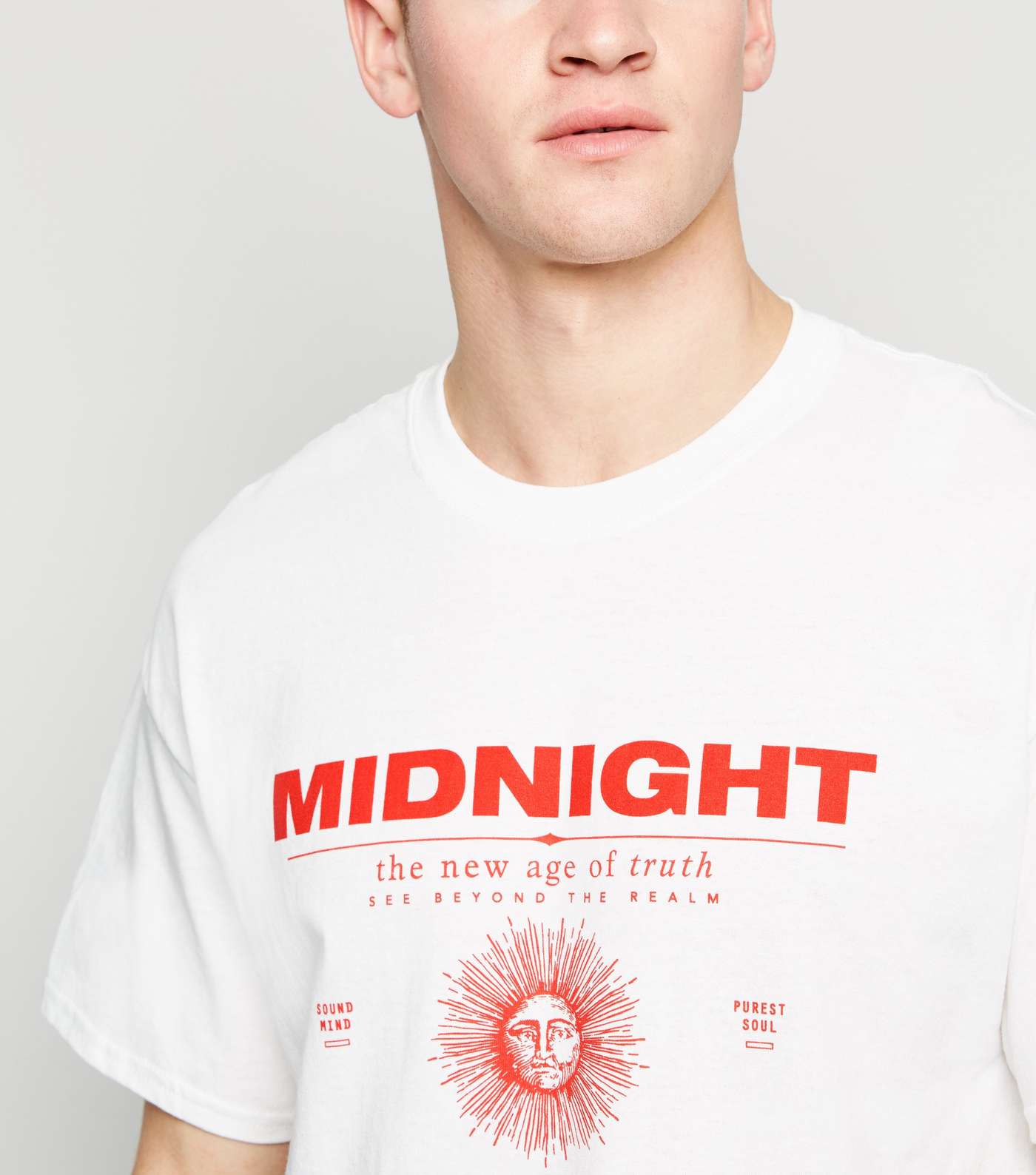 White Sun Print Midnight Slogan T-Shirt Image 5