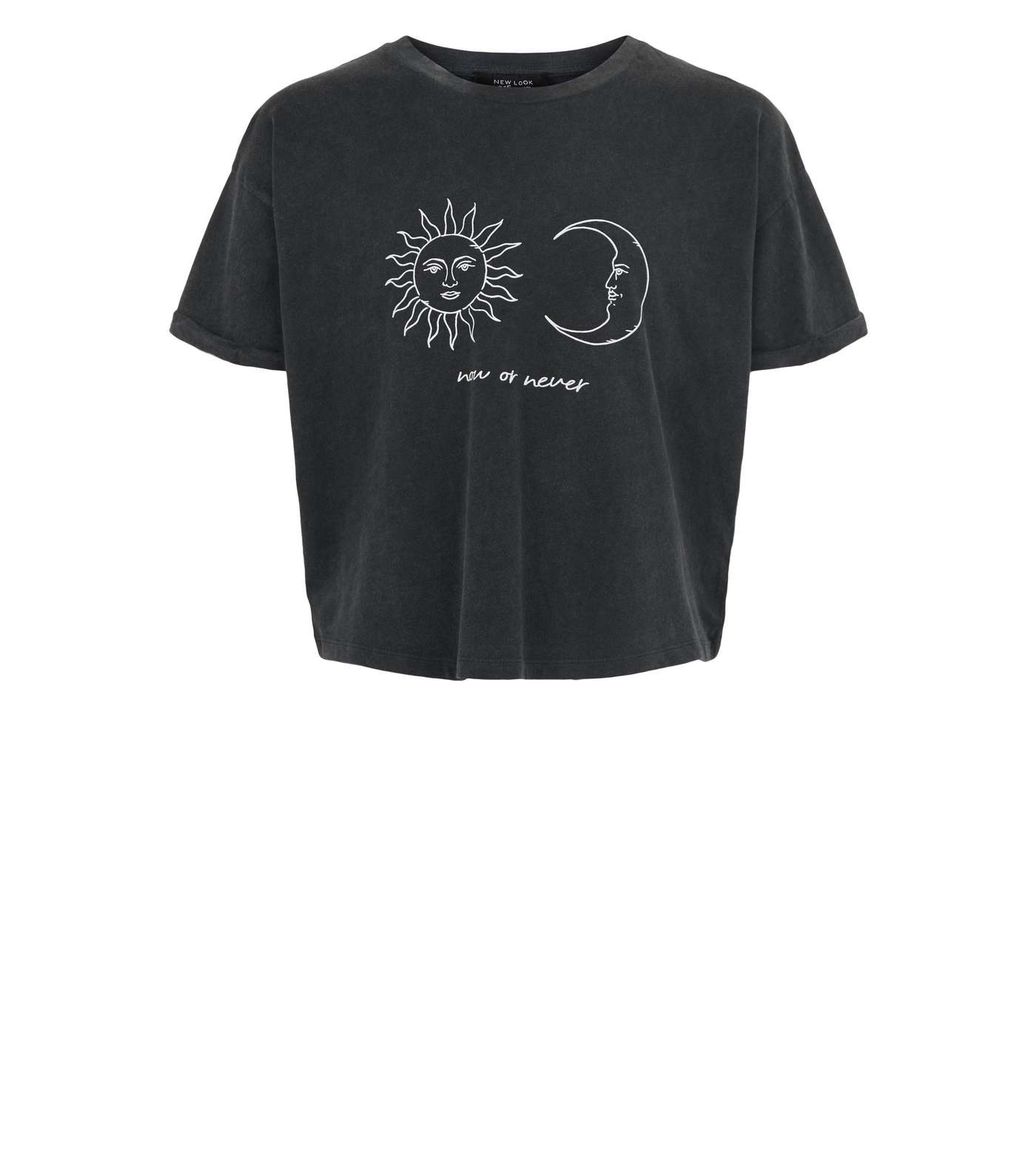 Girls Grey Acid Wash Celestial Slogan T-Shirt Image 4