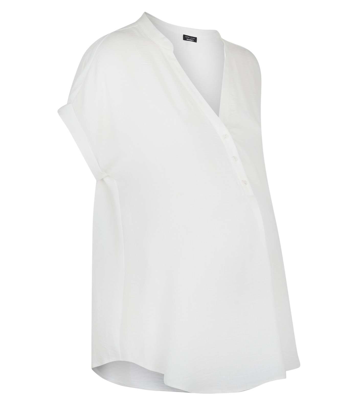 Maternity White Button Overhead Shirt Image 4