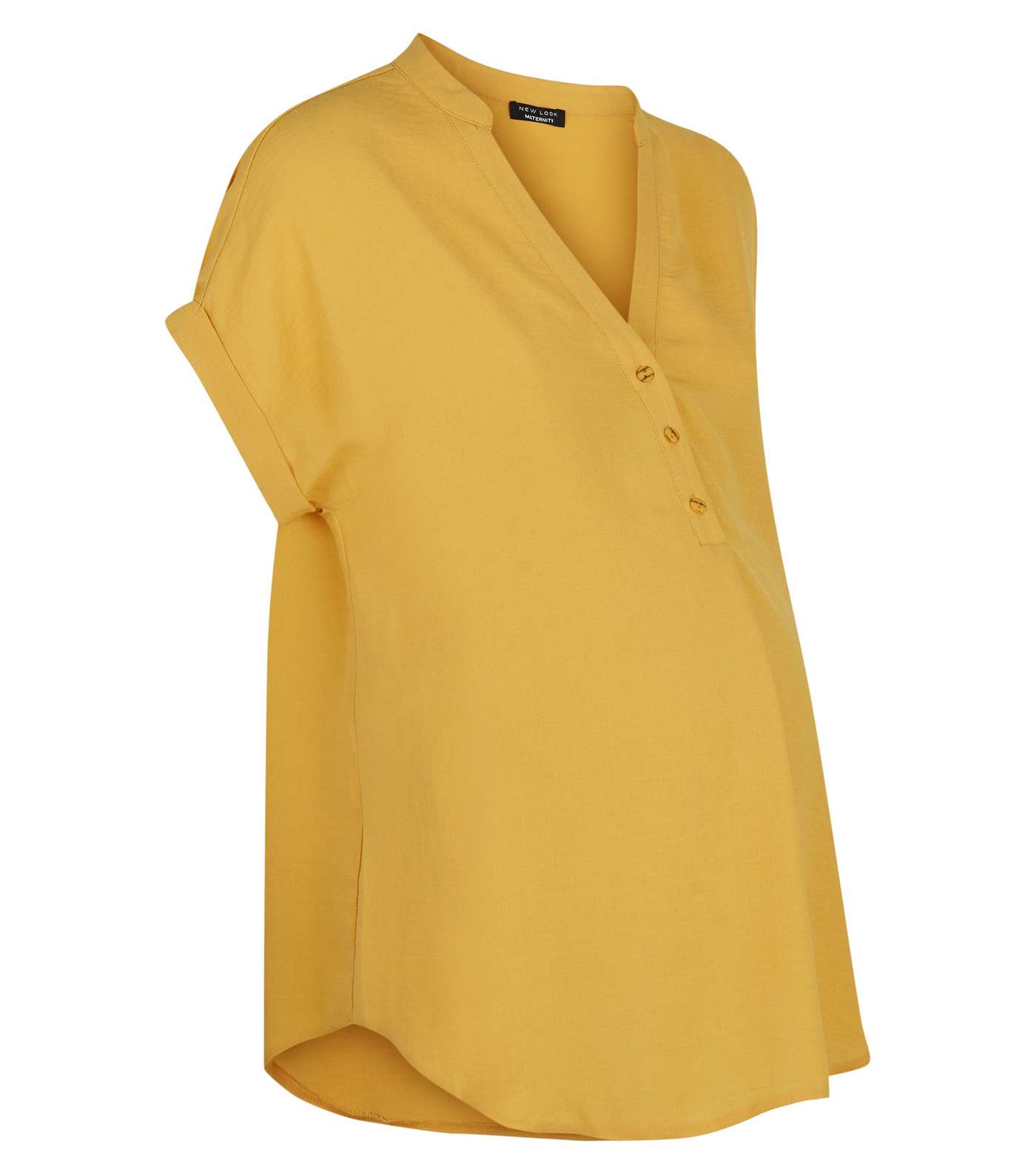 Maternity Mustard Button Overhead Shirt Image 4
