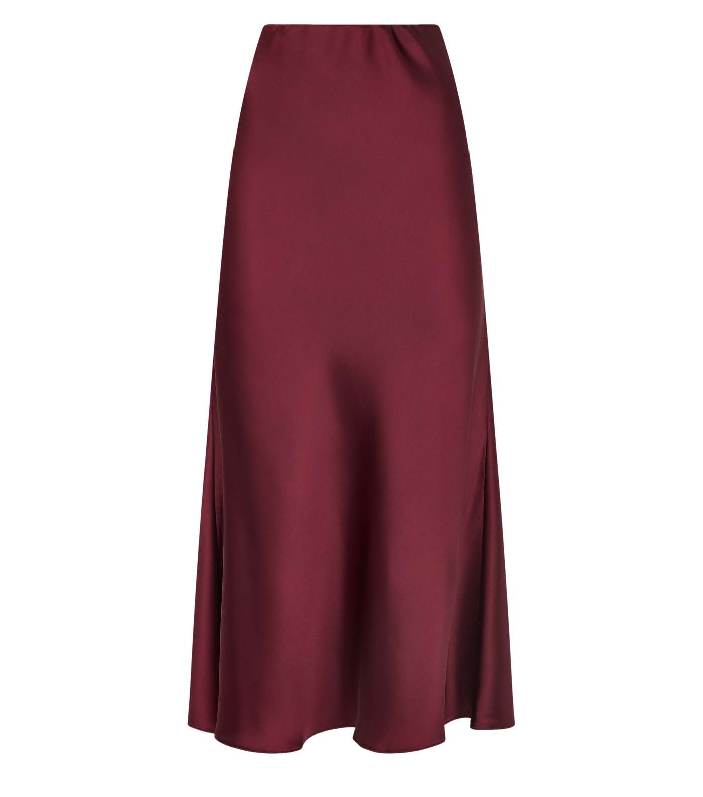 Burgundy Bias Cut Satin Midi Skirt  Image 4