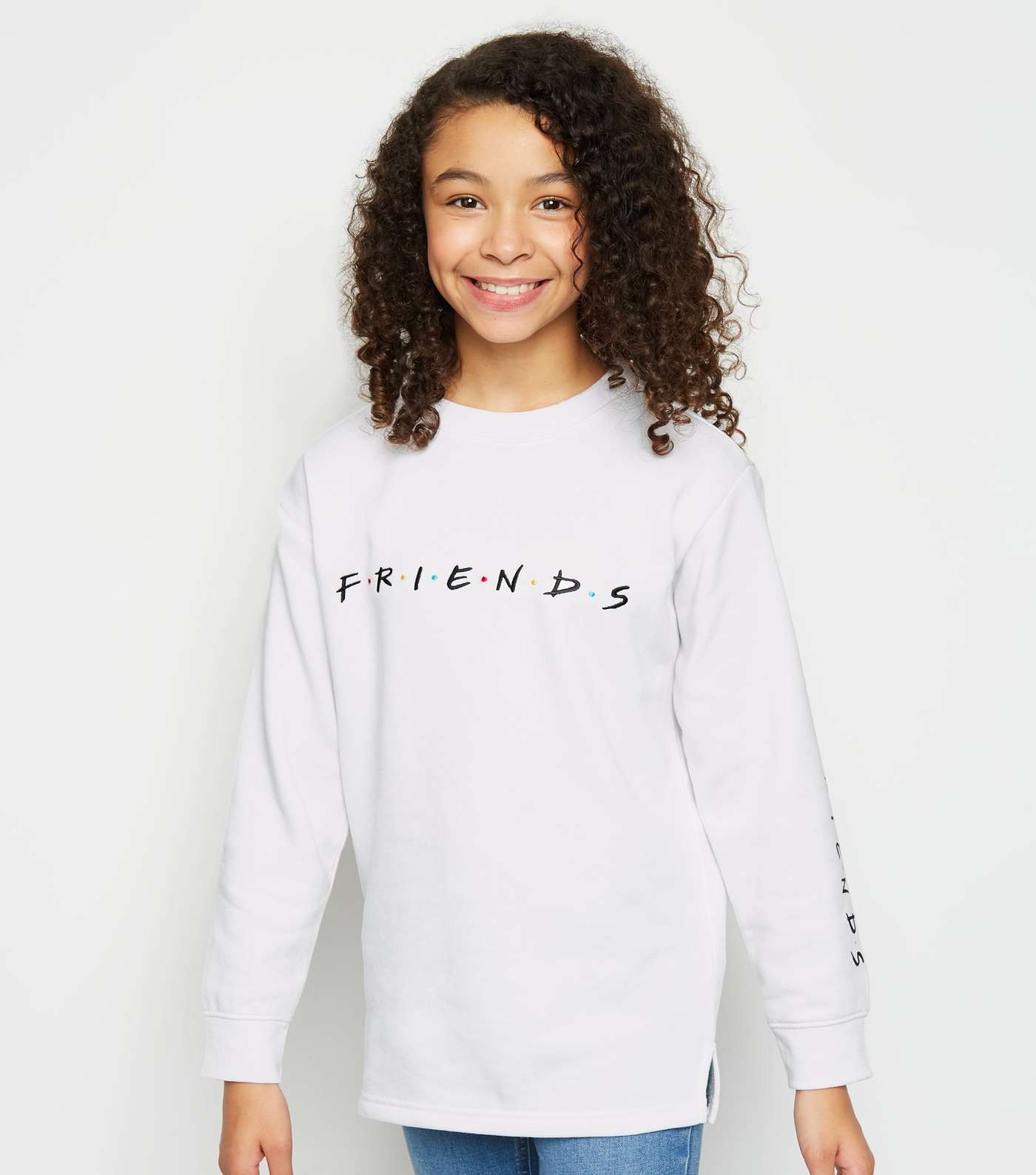 Girls White Logo Friends Long Sweatshirt