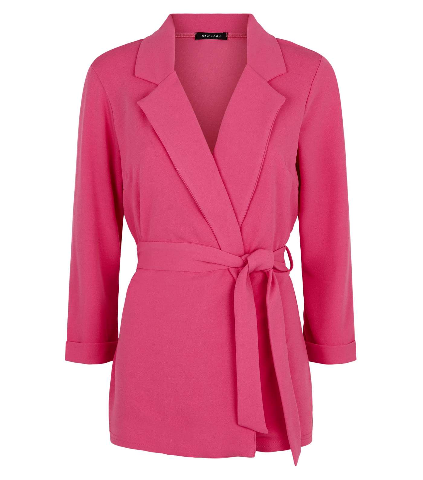 Bright Pink Scuba Belted Blazer Image 4