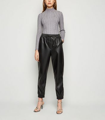 leather joggers new look