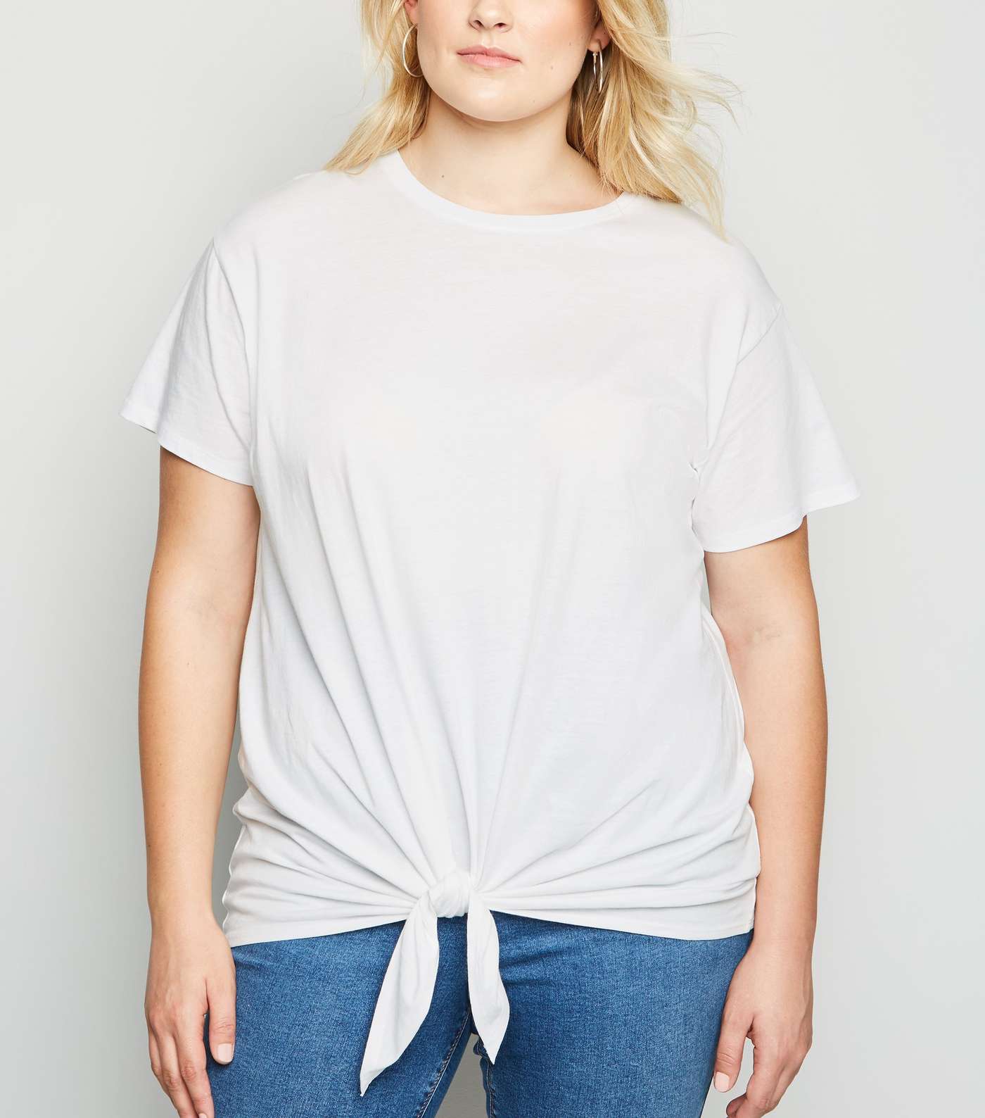 Curves White Tie Front T-Shirt
