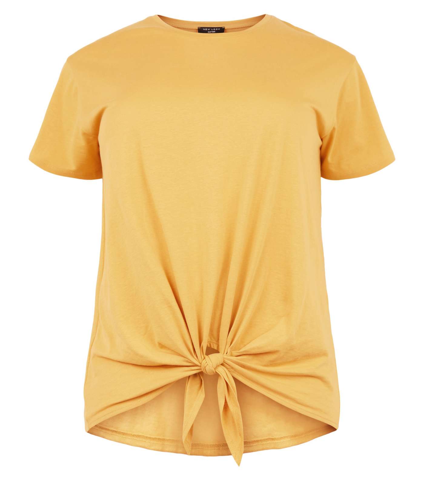 Curves Mustard Tie Front T-Shirt Image 4