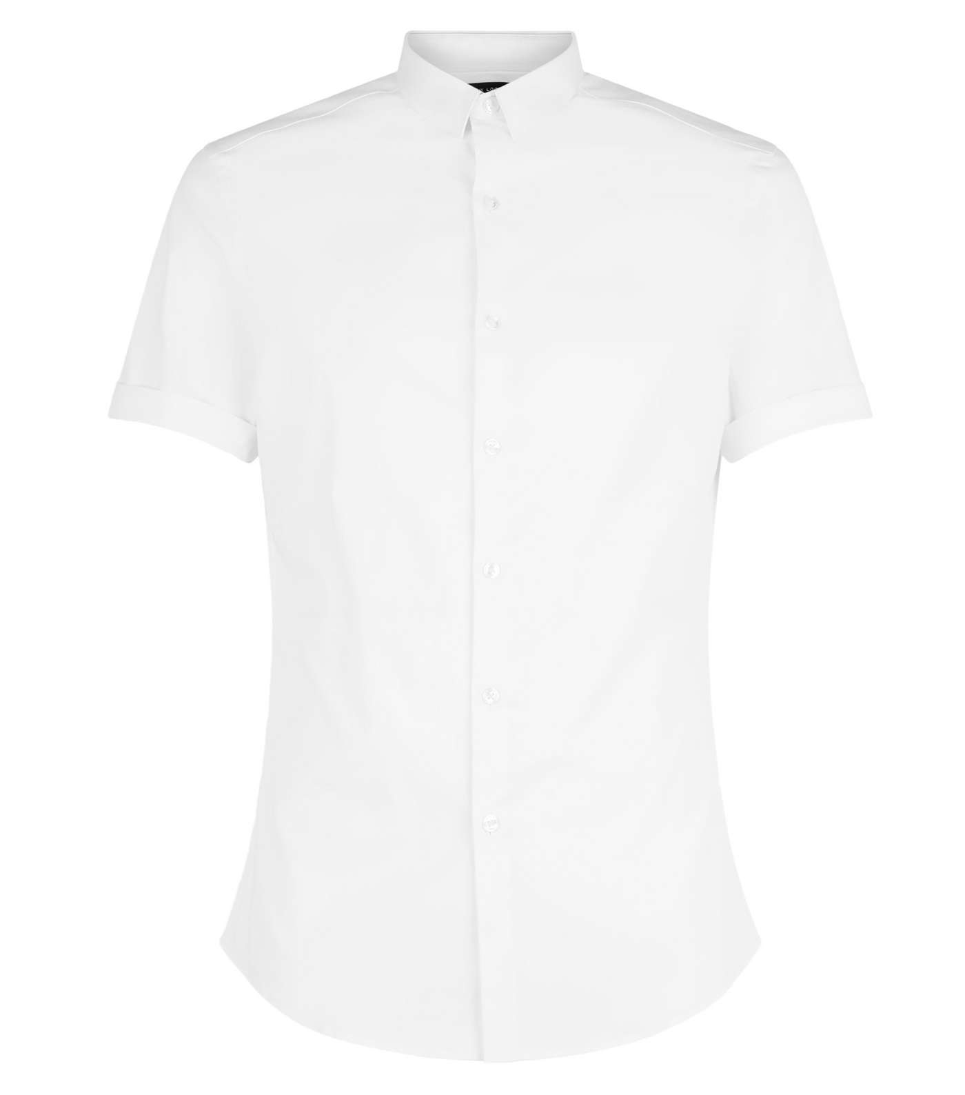 White Short Sleeve Muscle Fit Poplin Shirt Image 4