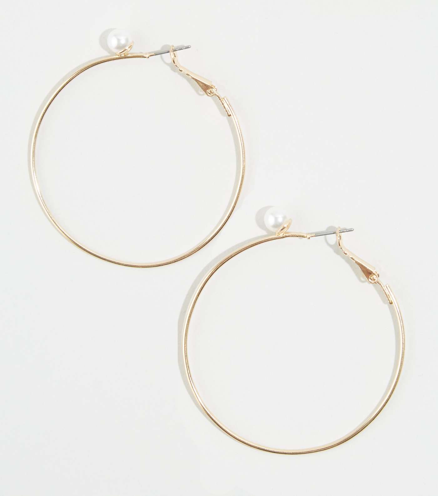 Gold Faux Pearl Embellished Hoop Earrings