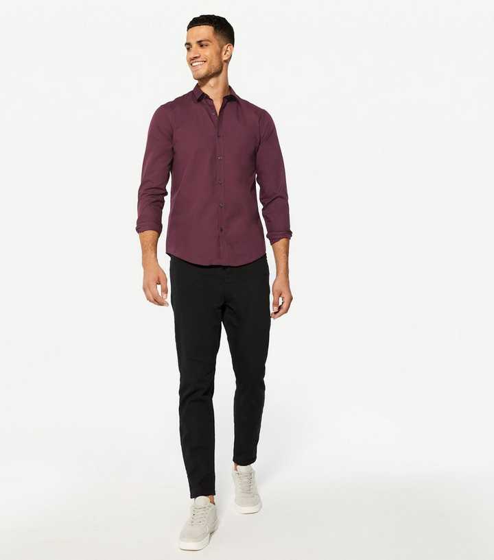 Burgundy Poplin Long Sleeve Shirt | New Look
