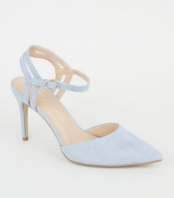 Pale Blue Suedette Strappy Pointed 