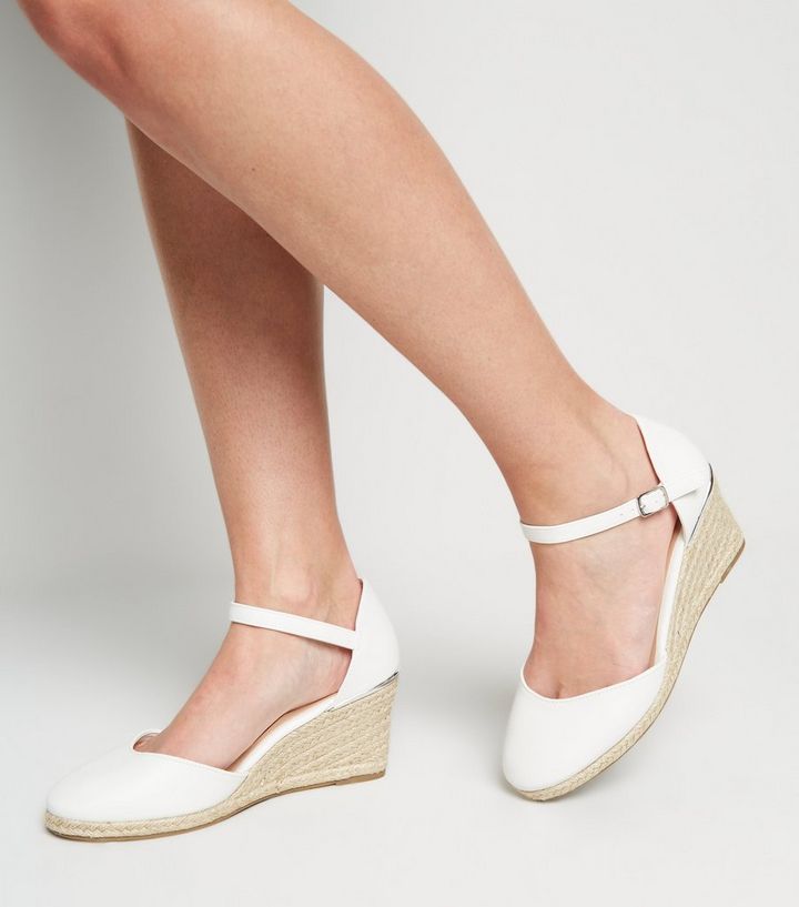Wide Fit White Espadrille Wedges | New Look