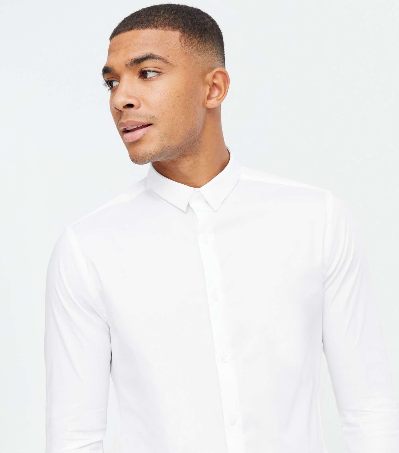 White Long Sleeve Muscle Fit Poplin Shirt Image 3