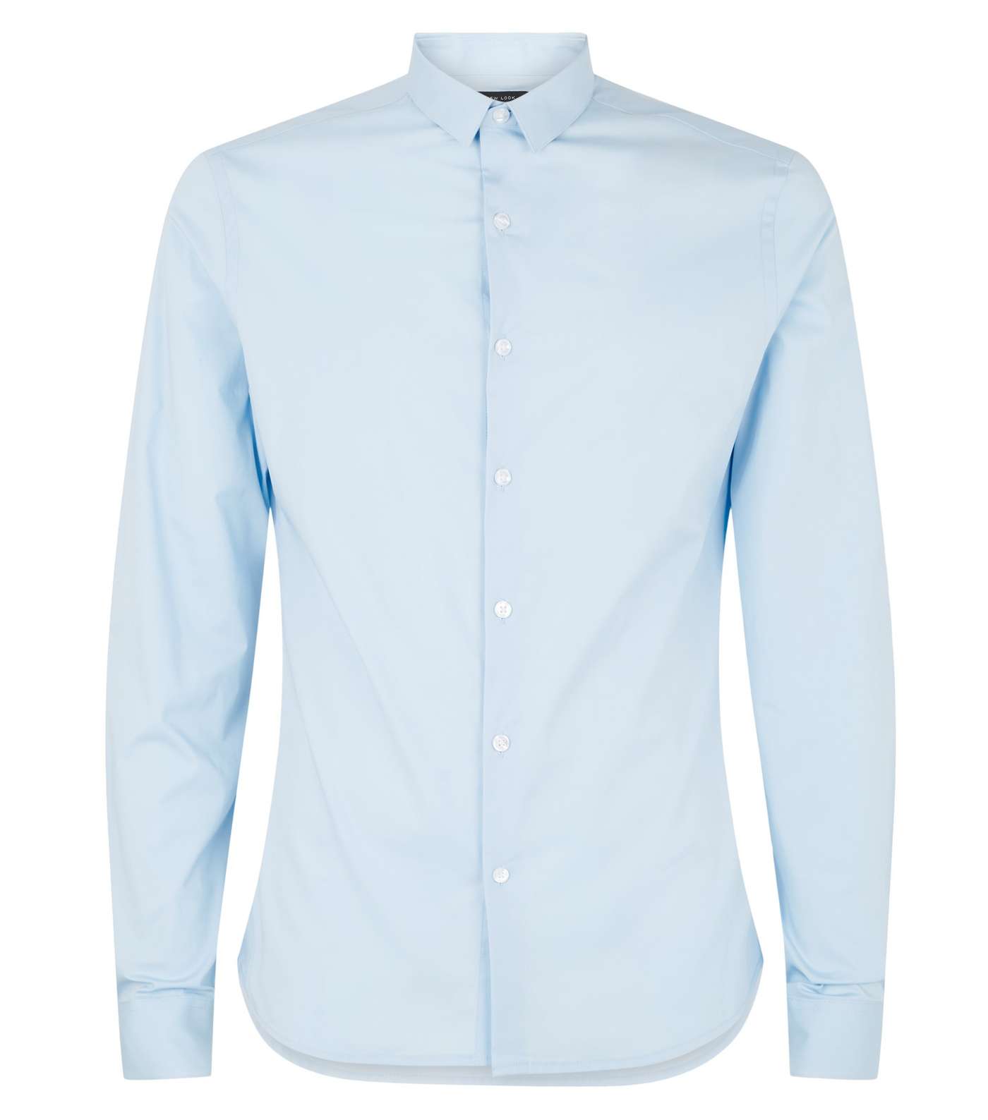 Pale Blue Long Sleeve Muscle Fit Poplin Shirt Image 4