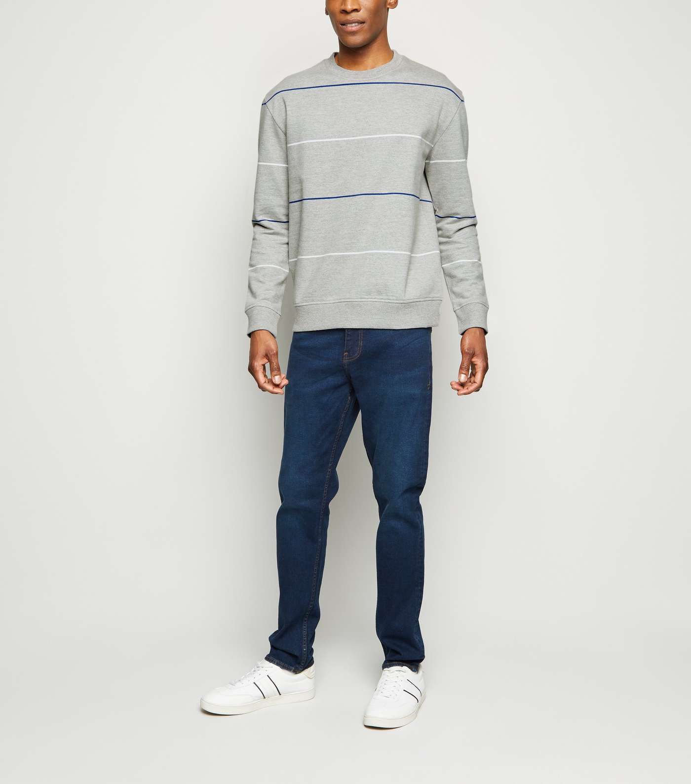 Grey Marl Stripe Cotton Sweatshirt Image 2