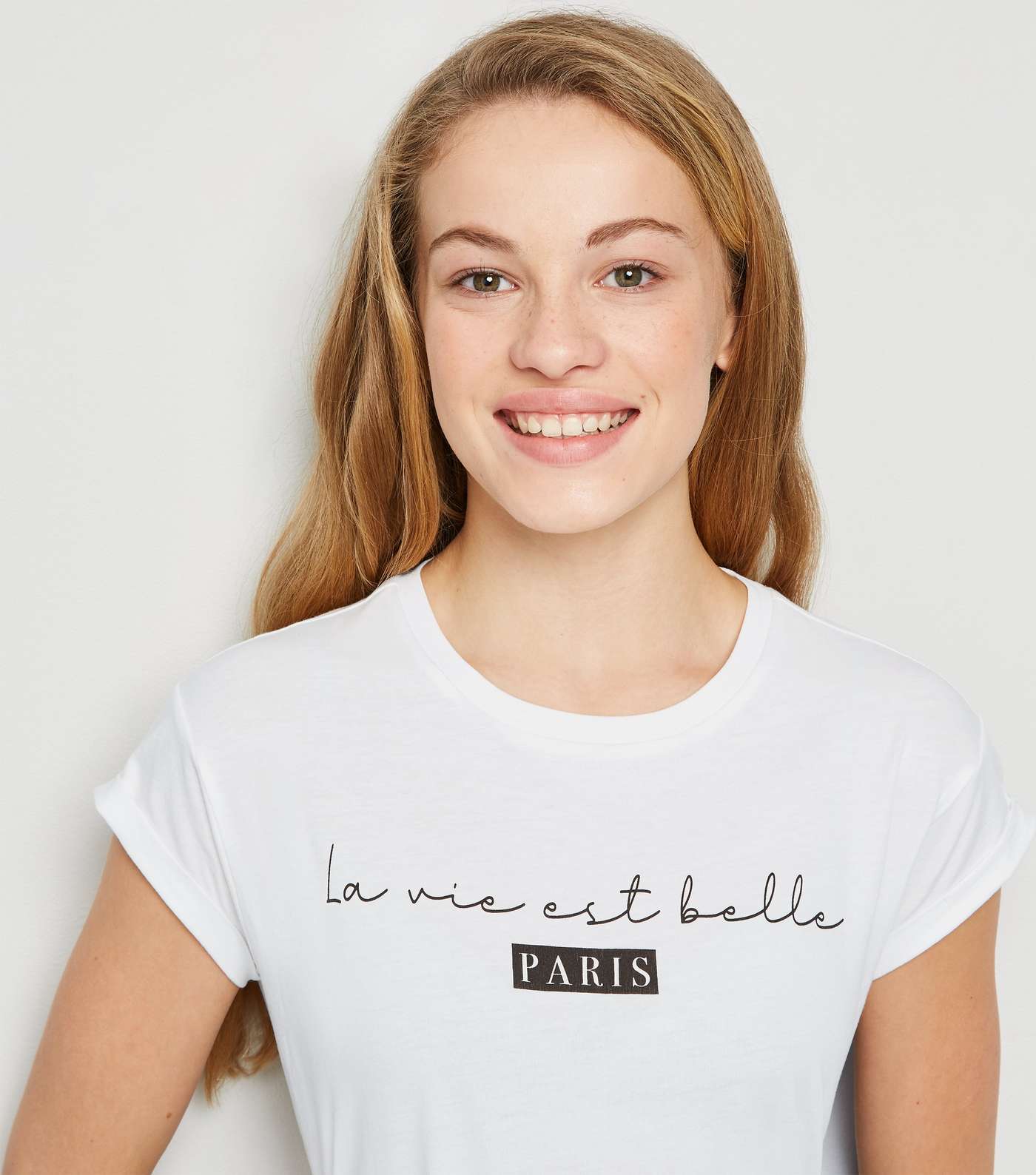 Girls White La Vie Paris Slogan T-Shirt Image 5
