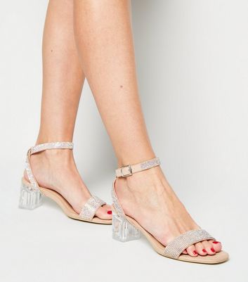 Pink clear outlet block heels