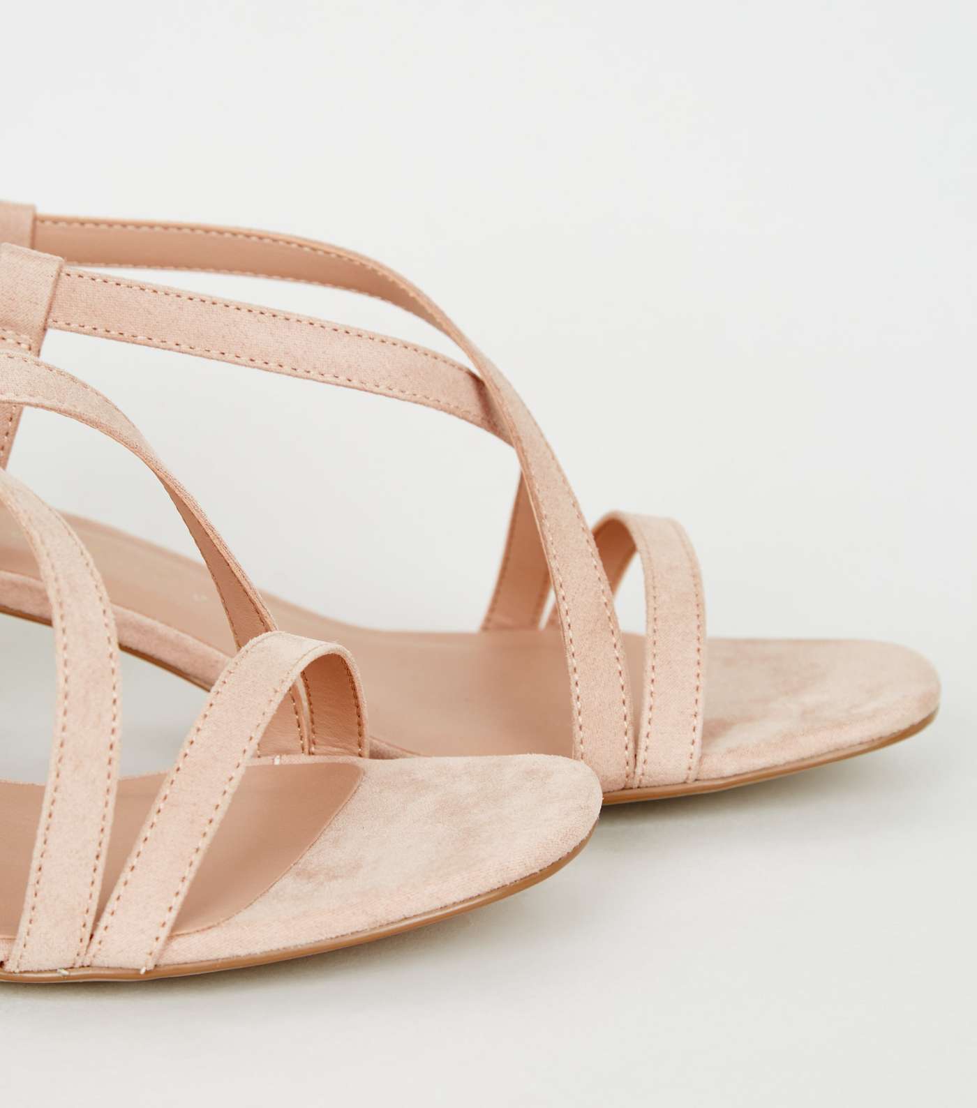 Wide Fit Pale Pink Suedette Strappy Low Heel Sandals Image 4