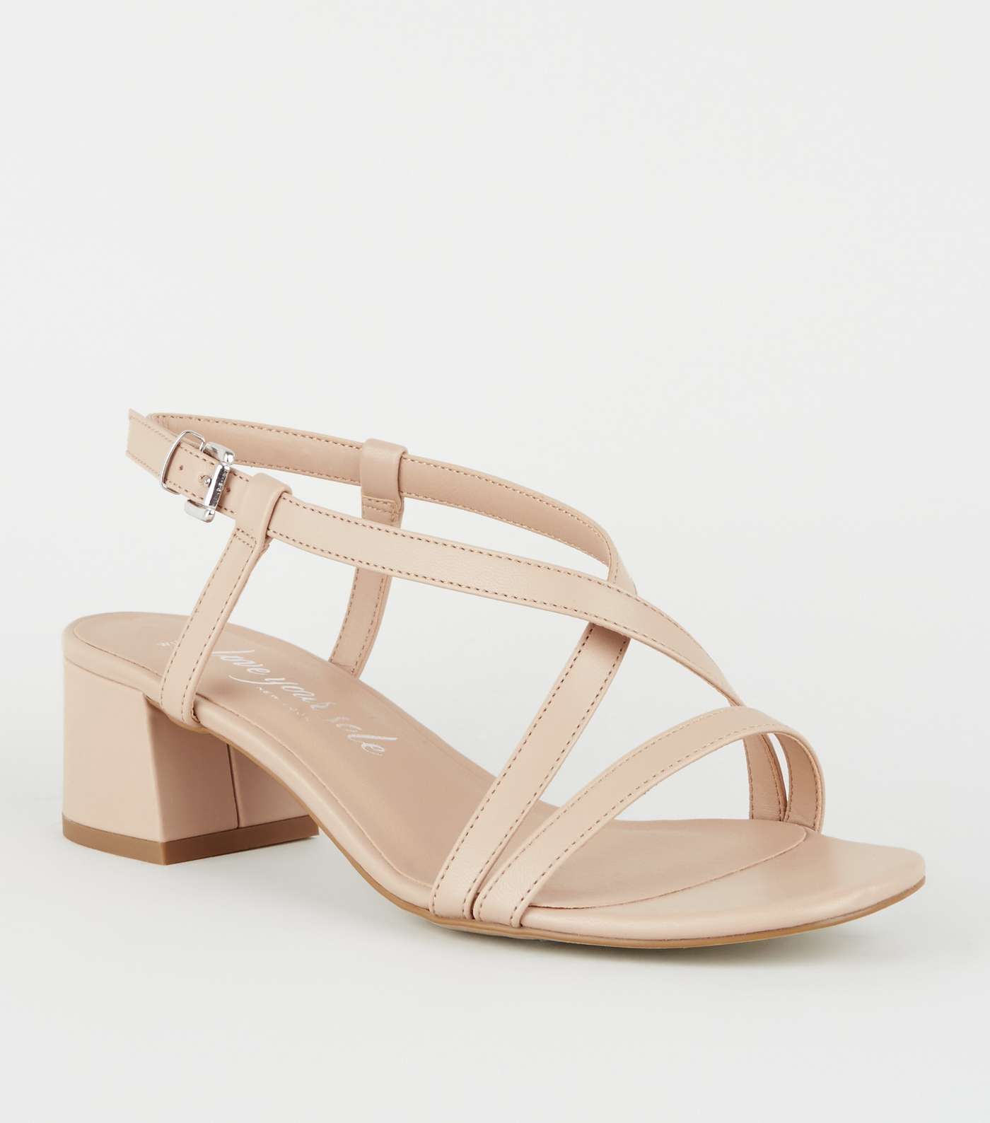 Wide Fit Camel Strappy Low Heel Sandals