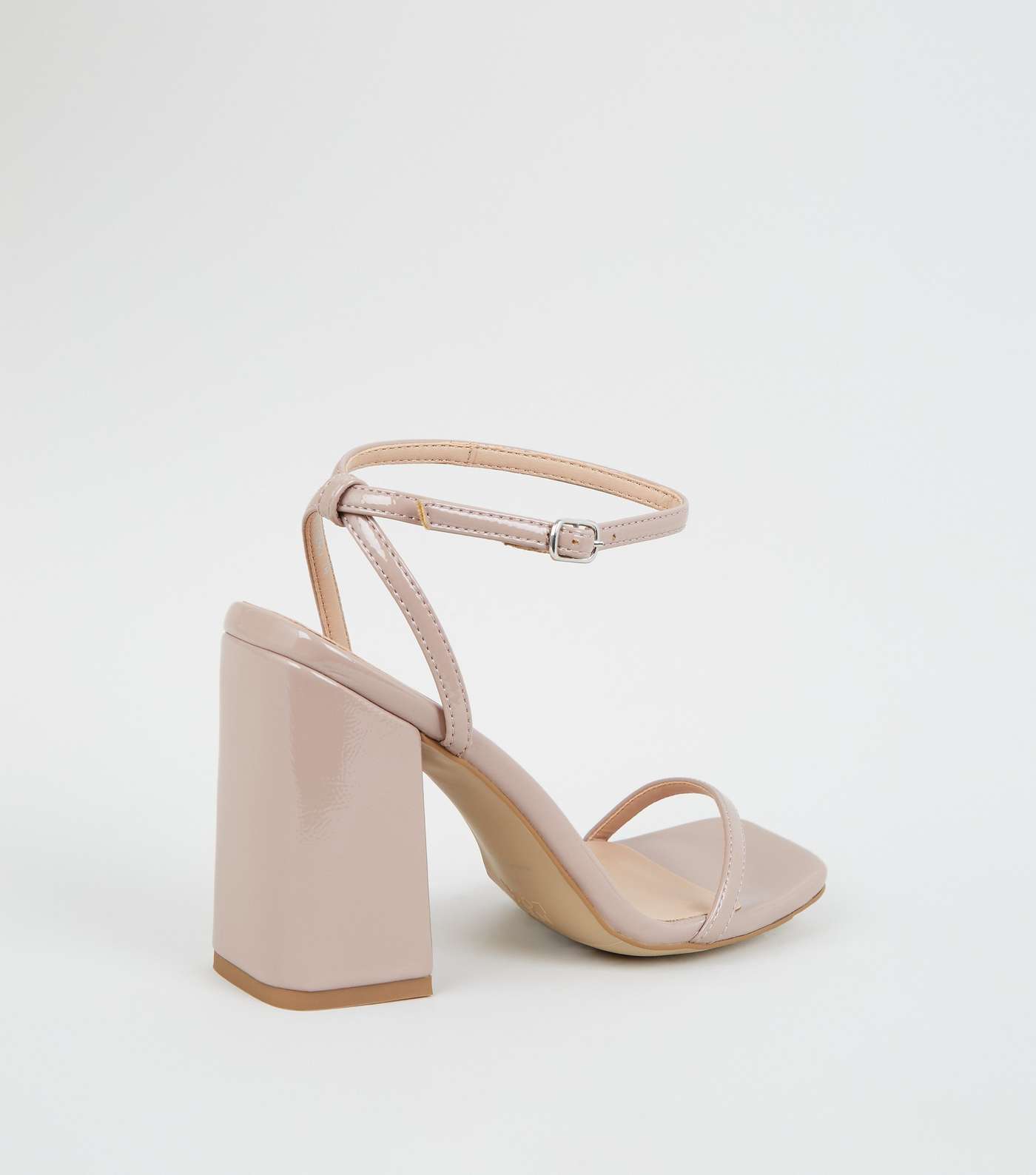 Pale Pink Square Toe Block Heel Sandals Image 3
