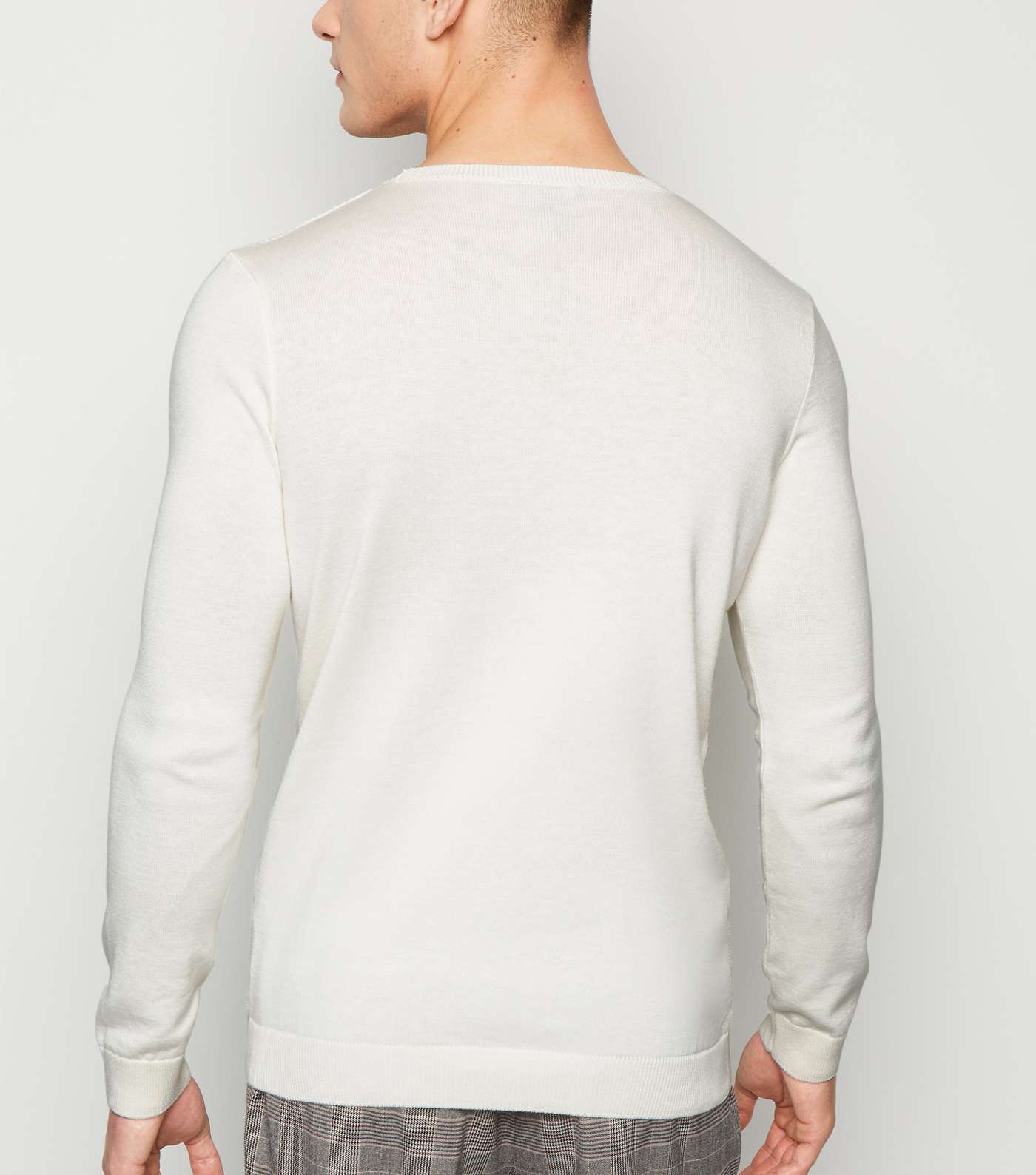 Off White Cable Knit Muscle Fit Jumper Image 3