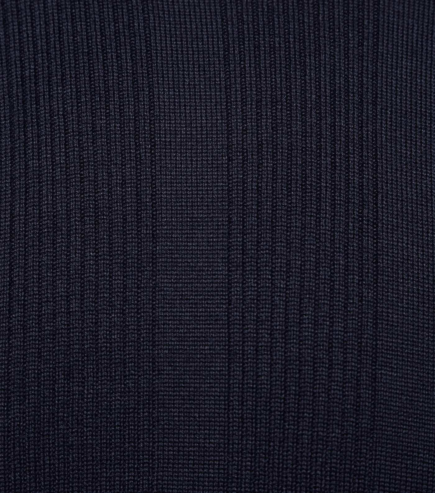 Navy Ribbed Knit Muscle Fit T-Shirt Image 6