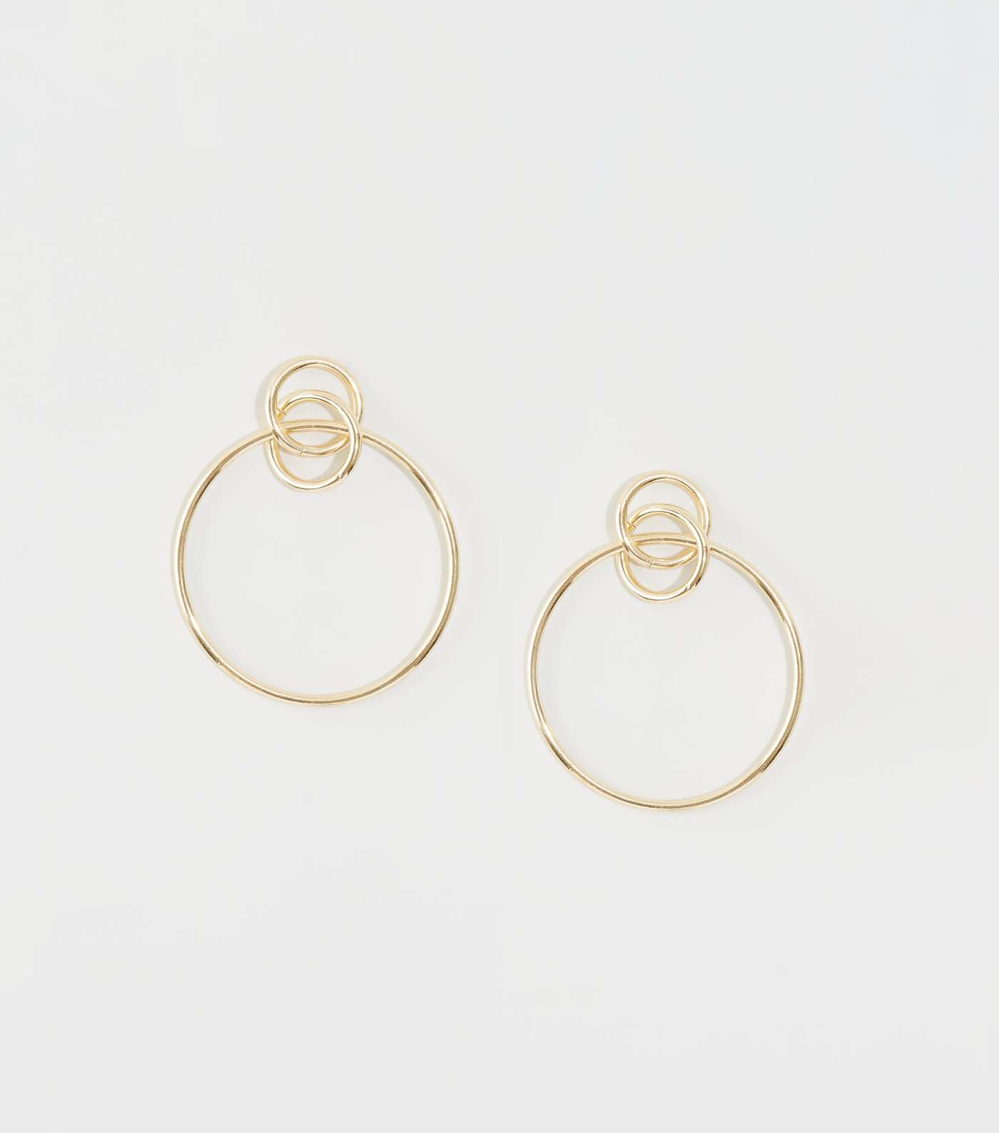 Gold Triple Linked Circle Earrings