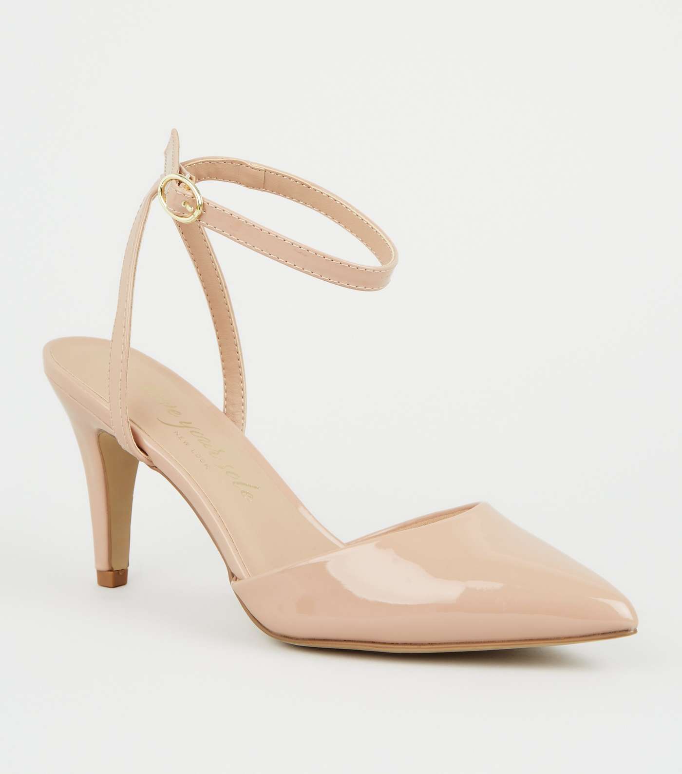 Wide Fit Pale Pink Patent Pointed Court Shoes