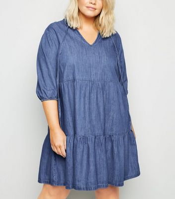 new look denim smock dress