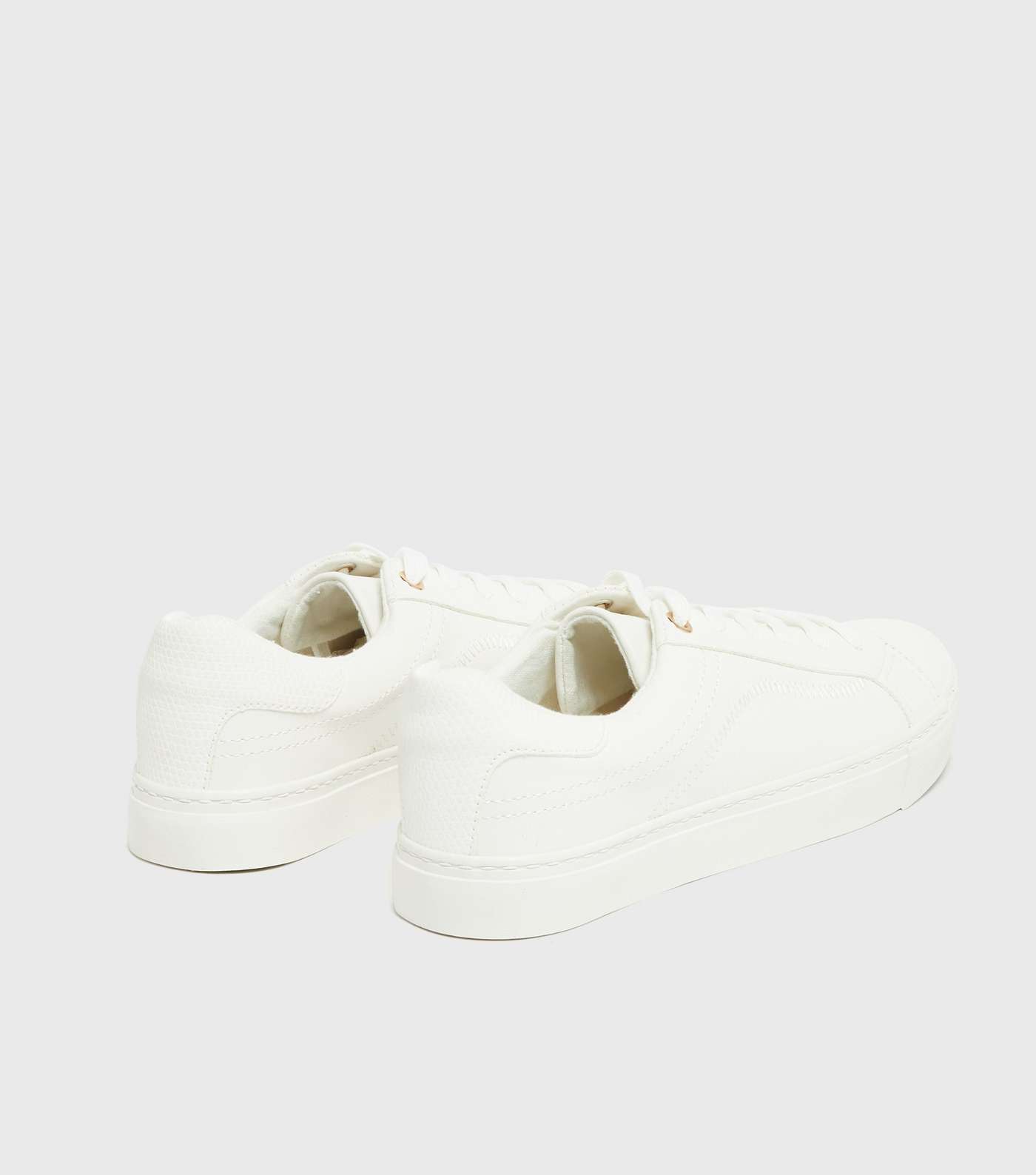 White Leather-Look Side Stitch Trainers Image 3