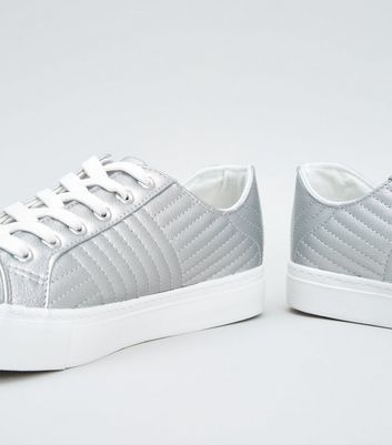 silver trainers new look