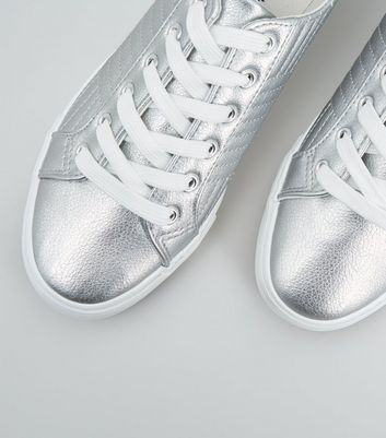 silver leather trainers
