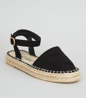 black ankle strap espadrilles
