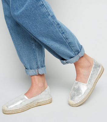 silver espadrilles uk