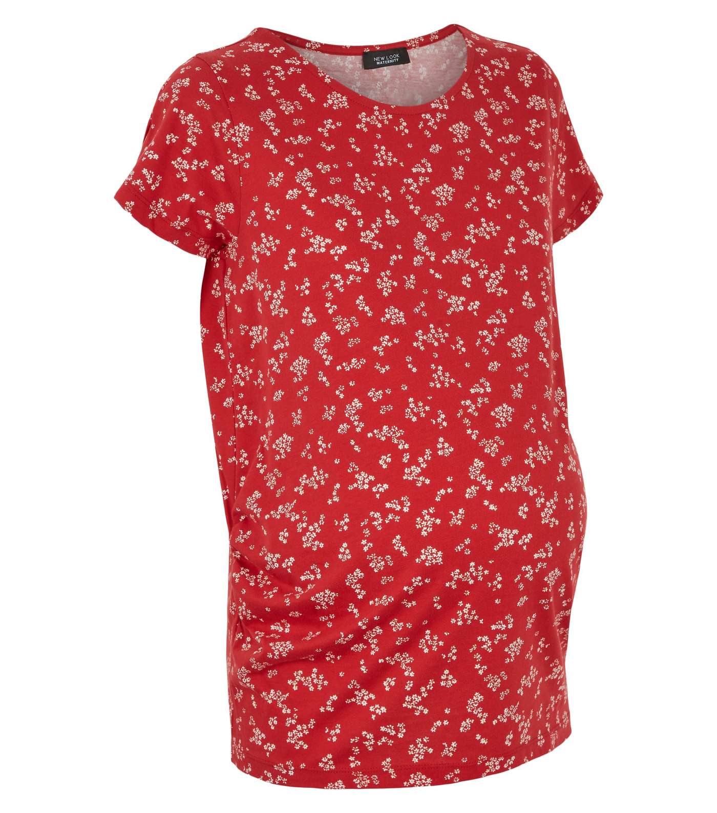 Maternity Red Floral T-Shirt Image 4