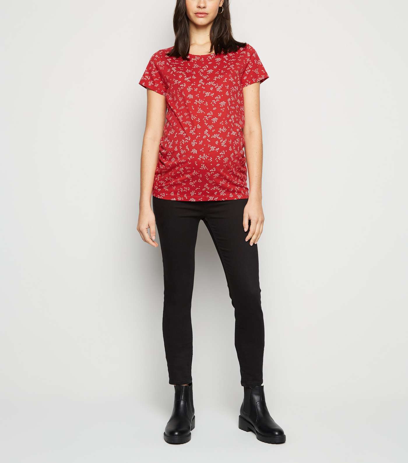 Maternity Red Floral T-Shirt Image 2
