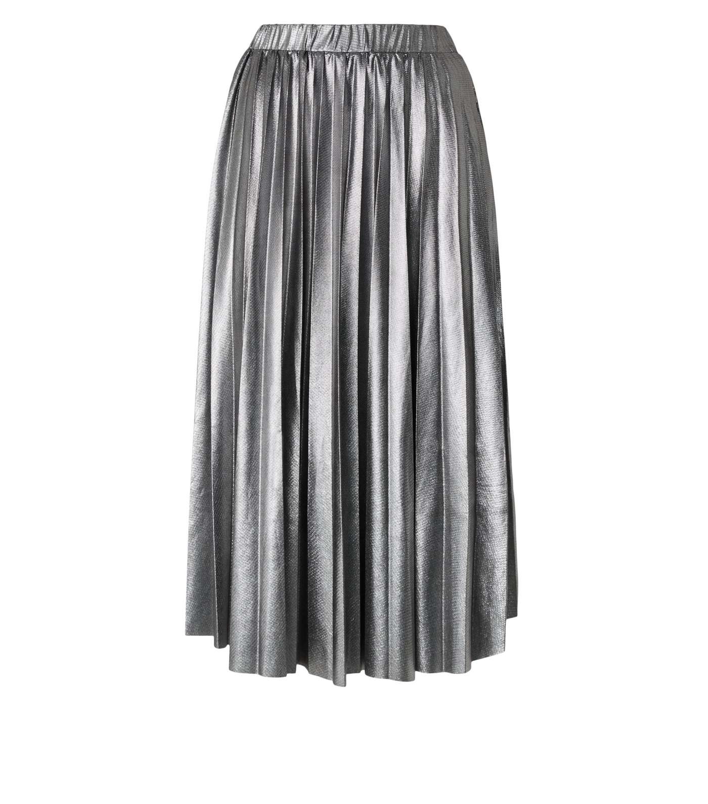NA-KD Silver Glitter Pleated Midi Skirt  Image 4