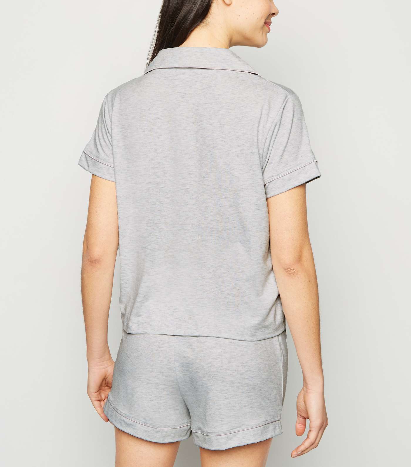 Pale Grey Revere Collar Jersey Pyjama Set Image 3