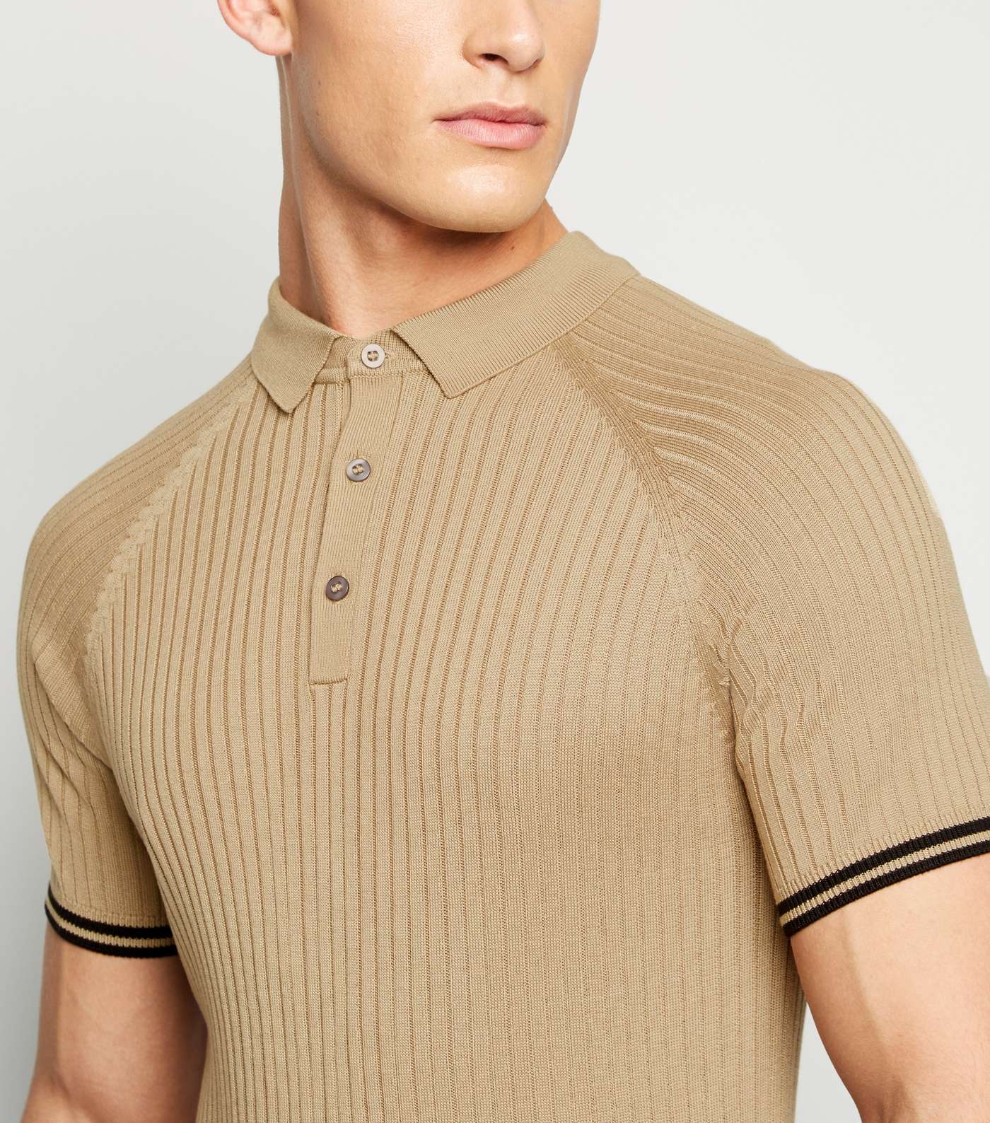 Camel Stripe Sleeve Muscle Fit Polo Shirt Image 5