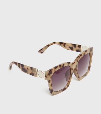 Brown Leopard Print Oversized Square Frame Sunglasses New Look