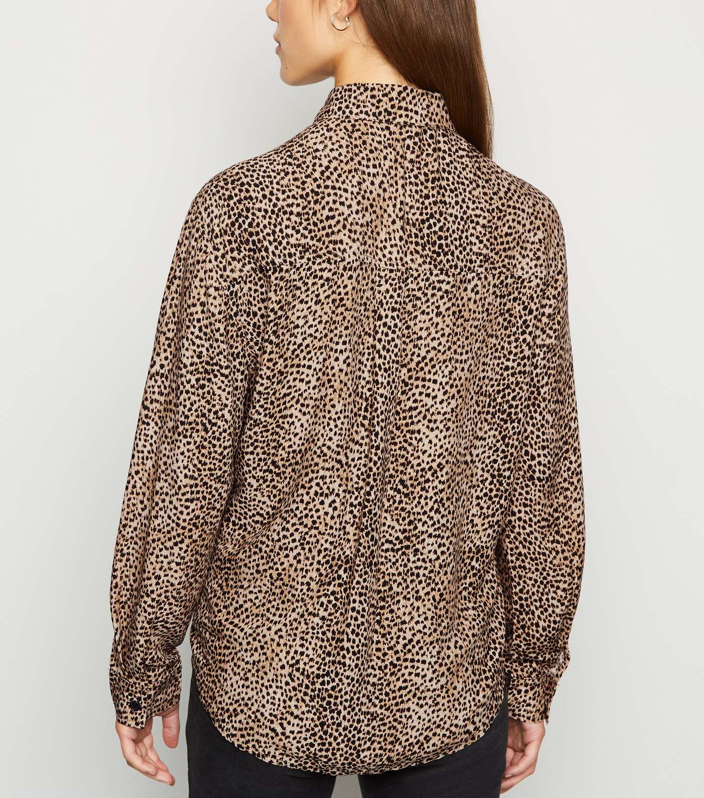 Petite Brown Leopard Print Tie Front Shirt  Image 3