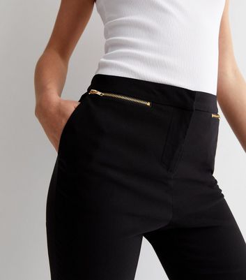 Girls Black Belted Grow Hem School Trousers | New Look