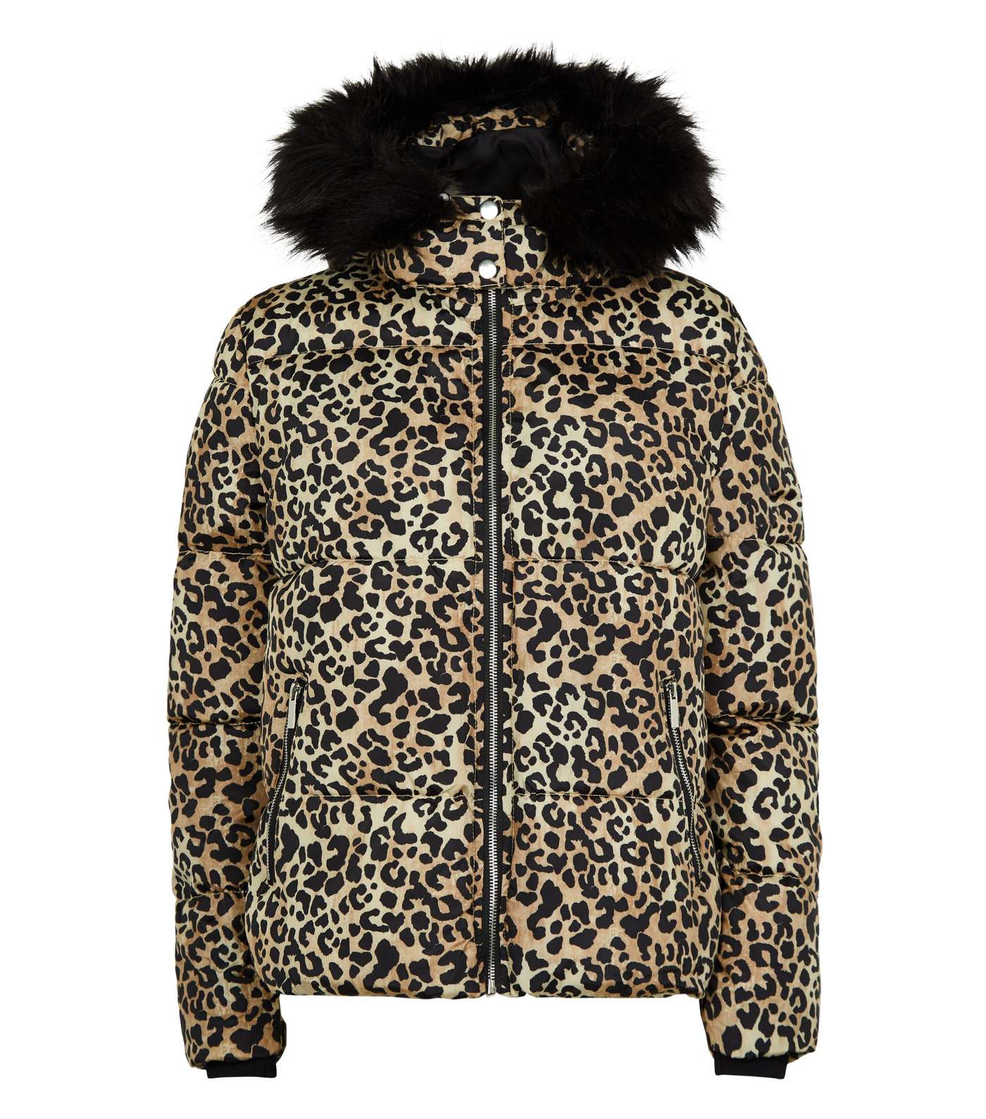 Cameo Rose Brown Leopard Print Puffer Jacket Image 4