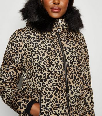 pink leopard print puffer jacket