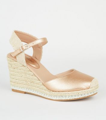 new look rose gold wedges
